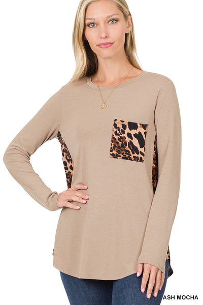 Leopard panel blouse