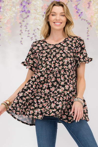 Black floral blouse