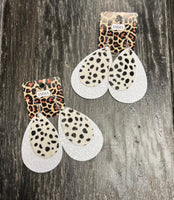 Cowhide tab earrings