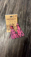 Leopard pink tassel earrings