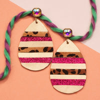 Striped pink and leopard earrings