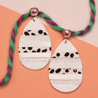 White leopard earrings